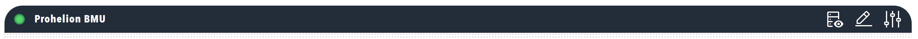 Dashboard titlebar showing status lamps and navigation menus