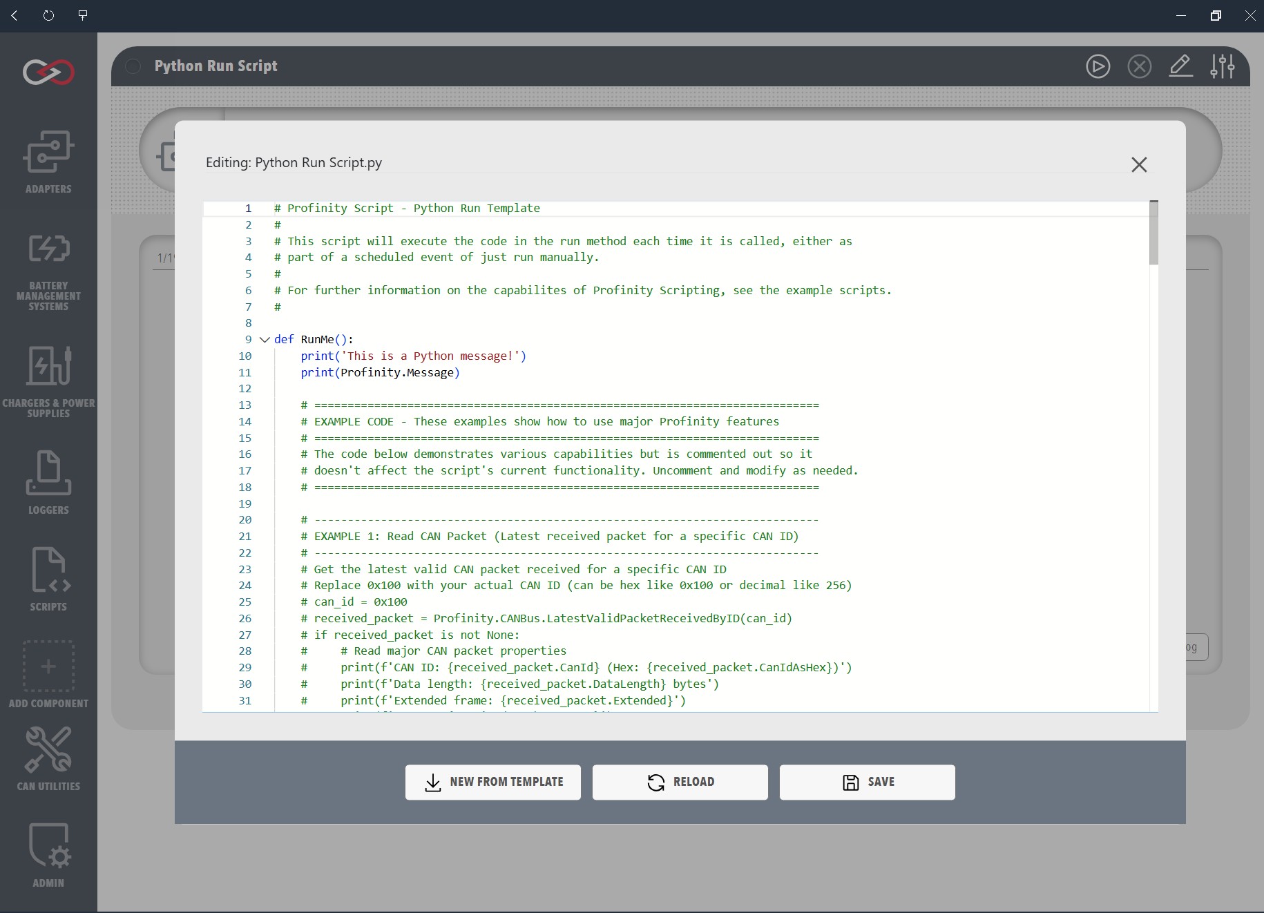Run script configuration