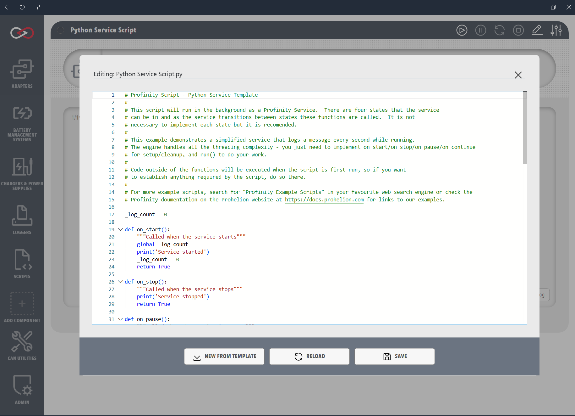 Service script configuration